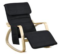 HOMCOM Fauteuil à Bascule Fauteuil Allaitement Relax Salon avec Repose-Pieds réglable, Poche latérale et Appui-tête, Rocking Chair pour Chambre, 67 x 110 x 91 cm Noir