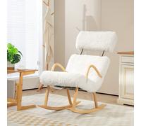 HOMCOM Fauteuil à Bascule, Oreiller Réglable, Rembourrage Doux, 58x114x109 cm, Blanc