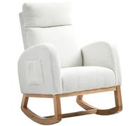 HOMCOM Fauteuil à Bascule Oscillant - Accoudoirs, Aspect Velours, Supporte jusqu'à 120 kg - Pour Chambre à Coucher, Salon, Allaitement