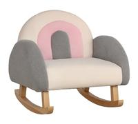 HOMCOM Fauteuil à Bascule pour Enfants canapé Chaise Enfant en Bois Grand Confort Tissu Aspect Laine bouclée - 50 x 45 x 44 cm - Gris Beige