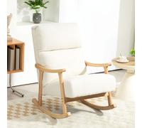 HOMCOM Fauteuil à bascule, Revêtement en aspect velours, Dossier Ergonomique, Capacité de 120 kg, 65L x 90P x 98H cm, Blanc crème
