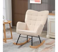 HOMCOM Fauteuil à bascule rocking chair revêtement en imitation cachemire structure en acier 71 x 92 x 101 cm beige