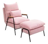 HOMCOM Fauteuil à Oreilles avec Pouf, Fauteuil de Relaxation avec Fonction Chaise Longue, Fauteuil avec ottomane, Fauteuil rembourré avec Coussin, Fauteuil TV, Fauteuil TV pour Chambre à Coucher,