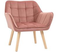 HOMCOM Fauteuil à Oreilles Relax Avec Velours, Pieds Surélevés, Polyester Velouté Scandinave Rose 67 x 61,5 x 71 cm