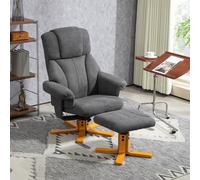HOMCOM Fauteuil ajustable avec repose-pieds avec dossier haut et cadre en bois pour salon, chambre, Gris foncé