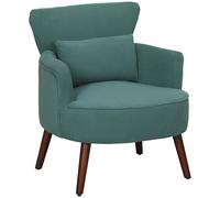 HOMCOM Fauteuil avec Dossier, accoudoirs arrondis, rembourré Fauteuil Lounge avec Aspect Corde, Pieds en Bois, pour Chambre à Coucher, Salon, jusqu'à 120 kg, Vert foncé