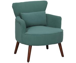 HOMCOM Fauteuil avec Dossier, accoudoirs arrondis, rembourré Fauteuil Lounge avec Aspect Corde, Pieds en Bois, pour Chambre à Coucher, Salon, jusqu'à 120 kg, Vert foncé