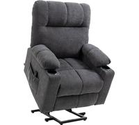 HOMCOM Fauteuil avec fonction releveur, fauteuil de relaxation électrique avec fonction massage, fauteuil TV avec fonction chauffage, fauteuil cinéma avec aspect flanelle, gris foncé 91 x 95 x 109 cm