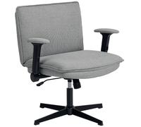 HOMCOM Fauteuil Bureau accoudoirs rabattables Gris