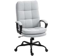 HOMCOM Fauteuil Bureau Roues pivotantes silencieuses accoudoir Gris Clair | Chaise de bureau en tissu, rembourrage double couche, dossier haut, réglable en hauteur, fonction bascule, pour la maison