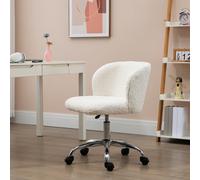 HOMCOM Fauteuil chaise de bureau sans accoudoir en toison d'agneau hauteur réglable pivotant à 360 ° charge max. 120 Kg blanc | Aosom France