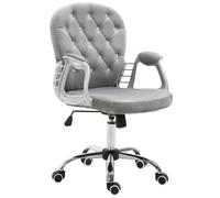 HOMCOM Fauteuil chaise de bureau style contemporain hauteur réglable roulettes pivotant velours 60 x 61 x 95-105 cm gris