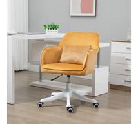 HOMCOM Fauteuil Chaise de bureau velours fauteuil bureau massant coussin lombaire intégré hauteur réglable pivotante 360° jaune