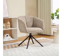 HOMCOM Fauteuil, chaise rembourrée avec coque de siège confortable, pivotant, revêtement douillet, jusqu'à 120 kg, Marron clair
