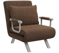 HOMCOM Fauteuil Chauffeuse Canapé-Lit Convertible 1 Place Suède Marron