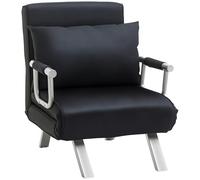 HOMCOM Fauteuil Chauffeuse Canapé-Lit Convertible 1 Place Suède Noir