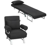 HOMCOM Fauteuil Chauffeuse Canapé-Lit Convertible Inclinable 1 Place Noir
