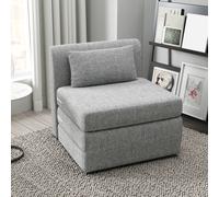 HOMCOM Fauteuil chauffeuse pliant 3 en 1 avec coussin, convertible, matelas dépliant pour invités, salon, bureau, gris