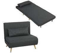 HOMCOM Fauteuil Convertible 1 Place 3 en 1 Dossier Réglable Gris Foncé