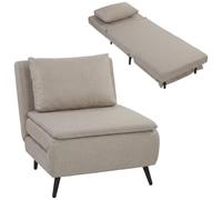 HOMCOM Fauteuil Convertible 1 Place 3 en 1 Oreiller 75 x 188 cm Marron | Fauteuil-Lit Clic-Clac, Chauffeuse 1 Place, Dossier Réglable, Assise Large, Ressorts en S, Rembourré en Lin, OEKO-TEX