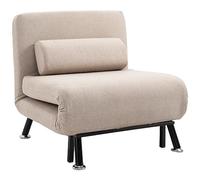 HOMCOM Fauteuil Convertible 1 Place Chauffeuse 3 en 1 Fauteuil Lit Beige