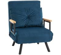 HOMCOM Fauteuil Convertible 1 Place chauffeuse 4 en 1 canapé Convertible Fauteuil lit avec Dossier réglable en 5 Positions, Coussin Inclus, canapé-lit 1 Place pour invités, Salon, Charge 120 kg Bleu