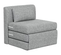 HomCom Fauteuil convertible – coussin inclus, matelas tri-dépliant, charge 240 kg, tissu lin gris