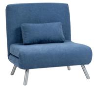 HOMCOM Fauteuil Convertible 1 Place, Chauffeuse, Fauteuil-Lit 3 en 1 Bleu | Dossier Réglable, Oreiller, Assise Large, Canapé-Lit Rembourré, Flanelle Neige, pour Invités, Salon, Bureau