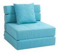 HomCom Chauffeuse canapé‑lit convertible 1 place – coussin déhoussable – tissu bleu turquoise