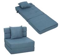 HOMCOM Fauteuil Convertible 1 Place Coussin Déhoussable 120 kg Bleu Foncé
