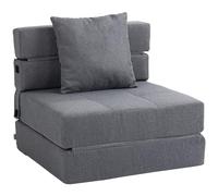 HomCom Fauteuil convertible 1 place – Chauffeuse lit, coussin déhoussable inclus, gris foncé