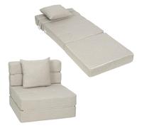 HOMCOM Fauteuil Convertible 1 Place Fauteuil lit chauffeuse 1 Place - Coussin déhoussable Inclus - Chaise de Sol pour invités, Salon, Charge 120 kg, Beige