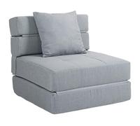 HOMCOM Fauteuil Convertible 1 Place Coussin Déhoussable Gris Clair | Fauteuil Lit Chauffeuse 1 Place, Chaise de Sol, pour Invités, Salon, Charge 120 kg