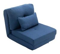 HomCom Fauteuil convertible 1 place – Coussin inclus, dossier réglable, lin bleu foncé, charge 120 kg