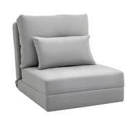 HOMCOM Fauteuil Convertible 1 Place Coussin Inclus 120 kg Gris Clair