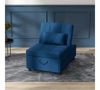 HOMCOM Fauteuil convertible 1 place fauteuil lit avec dossier réglable, siège rembourré et oreiller, bleu