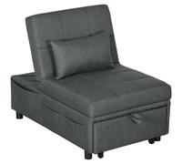 HOMCOM Fauteuil convertible 1 place fauteuil lit avec dossier réglable, siège rembourré et oreiller, gris