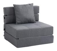 HomCom Fauteuil convertible 1 place – Chauffeuse lit, coussin déhoussable inclus, gris foncé
