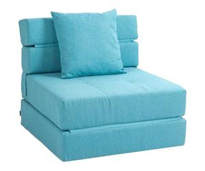 HOMCOM Fauteuil Convertible 1 Place Fauteuil lit chauffeuse 1 Place - Coussin déhoussable Inclus - Chaise de Sol pour invités, Salon, Charge 120 kg, Bleu