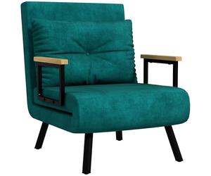 HOMCOM Fauteuil Convertible 1 Place, Fauteuil-lit chauffeuse 3 en 1 avec Dossier réglable 5 Positions, Oreiller, siège rembourré, Tissu Aspect Velours, canapé-lit pour invités, Salon, Bureau, Vert