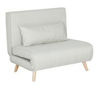 HOMCOM Fauteuil Convertible 1 Place, Fauteuil-lit chauffeuse 3 en 1 avec Dossier réglable 6 Positions, Oreiller, siège rembourré, Tissu en Lin, canapé-lit pour invités, Salon, Bureau, crème