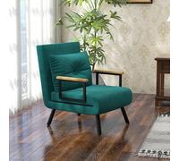 HOMCOM Fauteuil convertible 1 place fauteuil-lit chauffeuse 3 en 1 dossier réglable oreiller tissu velours 63x73x81cm vert
