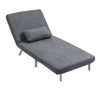 HOMCOM Fauteuil convertible 1 place, fauteuil-lit clic-clac 3 en 1 avec dossier réglable, oreiller, assise large, gris foncé