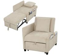 HOMCOM Fauteuil Convertible 1 Place Fauteuil-Lit Clic-Clac 4 en 1 Beige