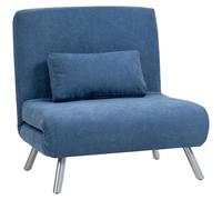 HOMCOM Fauteuil Convertible 1 Place, Fauteuil-lit clic-clac, chauffeuse 3 en 1 avec Dossier réglable, Oreiller, Assise Large, canapé-lit rembourré en Flanelle Neige pour invités, Salon, Bureau, Bleu