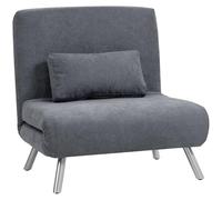 HOMCOM Fauteuil Convertible 1 Place, Fauteuil-lit clic-clac, chauffeuse 3 en 1 avec Dossier réglable, Oreiller, Assise Large, canapé-lit rembourré en Flanelle Neige pour invités, Salon, Bureau, Gris