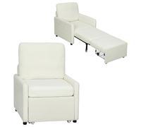 HOMCOM Fauteuil Convertible 1 Place, Fauteuil-lit en Polaire Teddy avec Rangement caché, Assise Large et rembourrée, Poches latérales, Coussin, canapé-lit pour invités, Salon, Petits espaces, crème