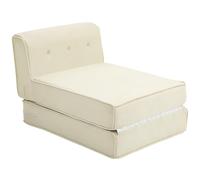 HomCom Fauteuil convertible 1 place – Dossier capitonné, matelas pliable, velours côtelé crème