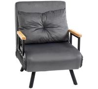 HOMCOM Fauteuil Convertible 1 Place Oreiller Siège Rembourré Gris Foncé