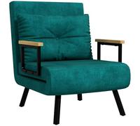 HOMCOM Fauteuil Convertible 1 Place Oreiller Siège Rembourré Vert